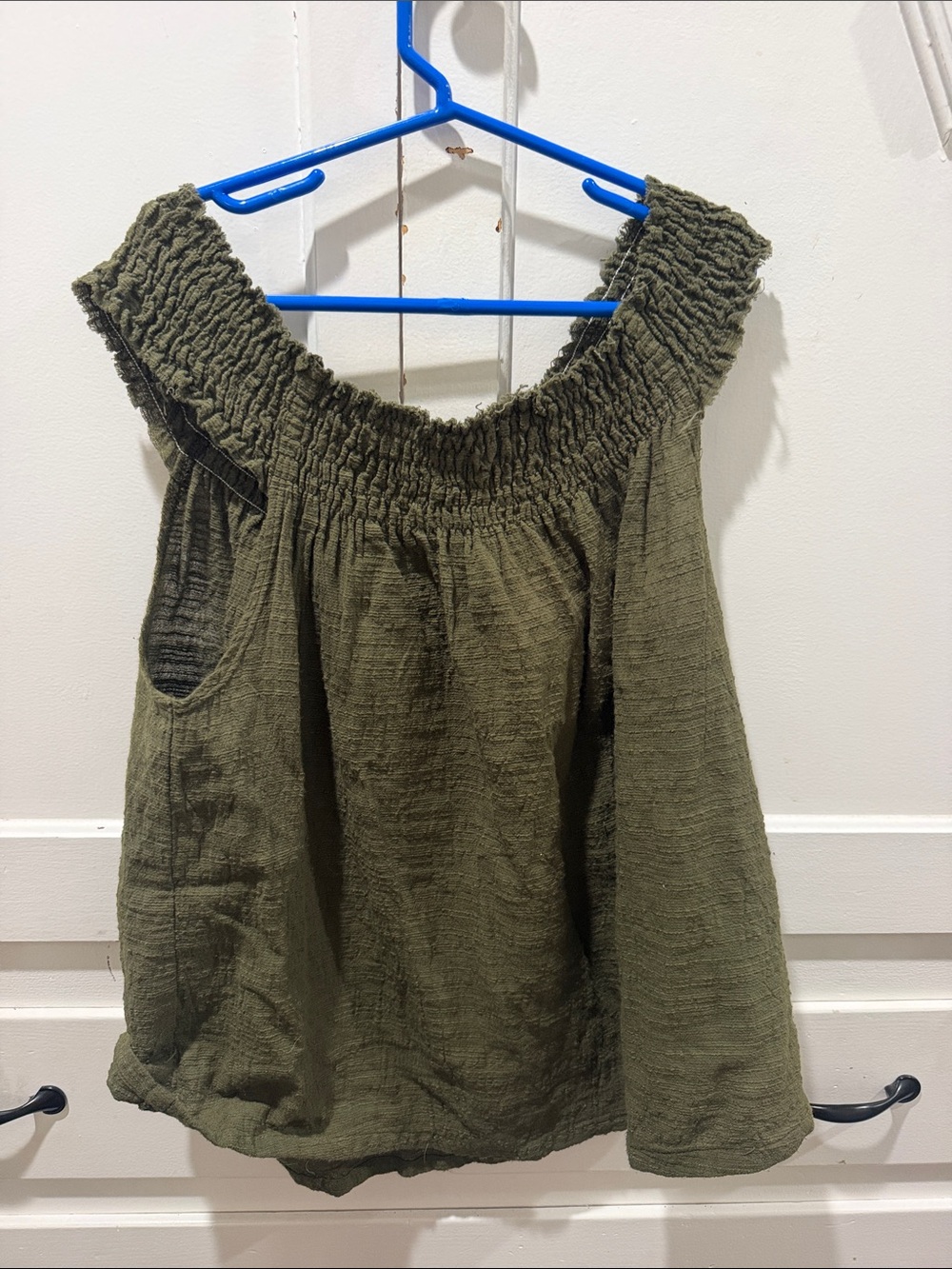 Smocked Olive Green Women's Tank Top